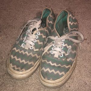 Dirty Teal White and Gray Vans
